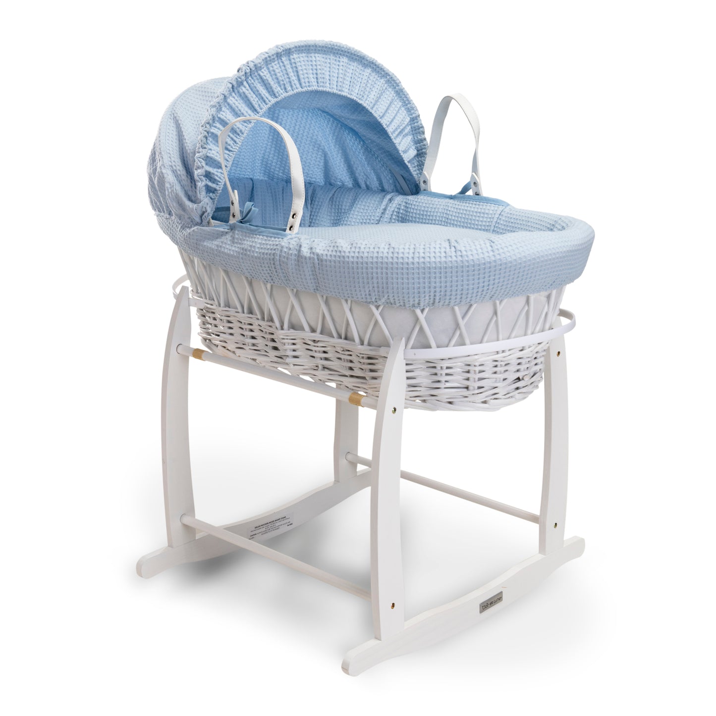 Clair de Lune Blue Waffle White Wicker Moses Basket