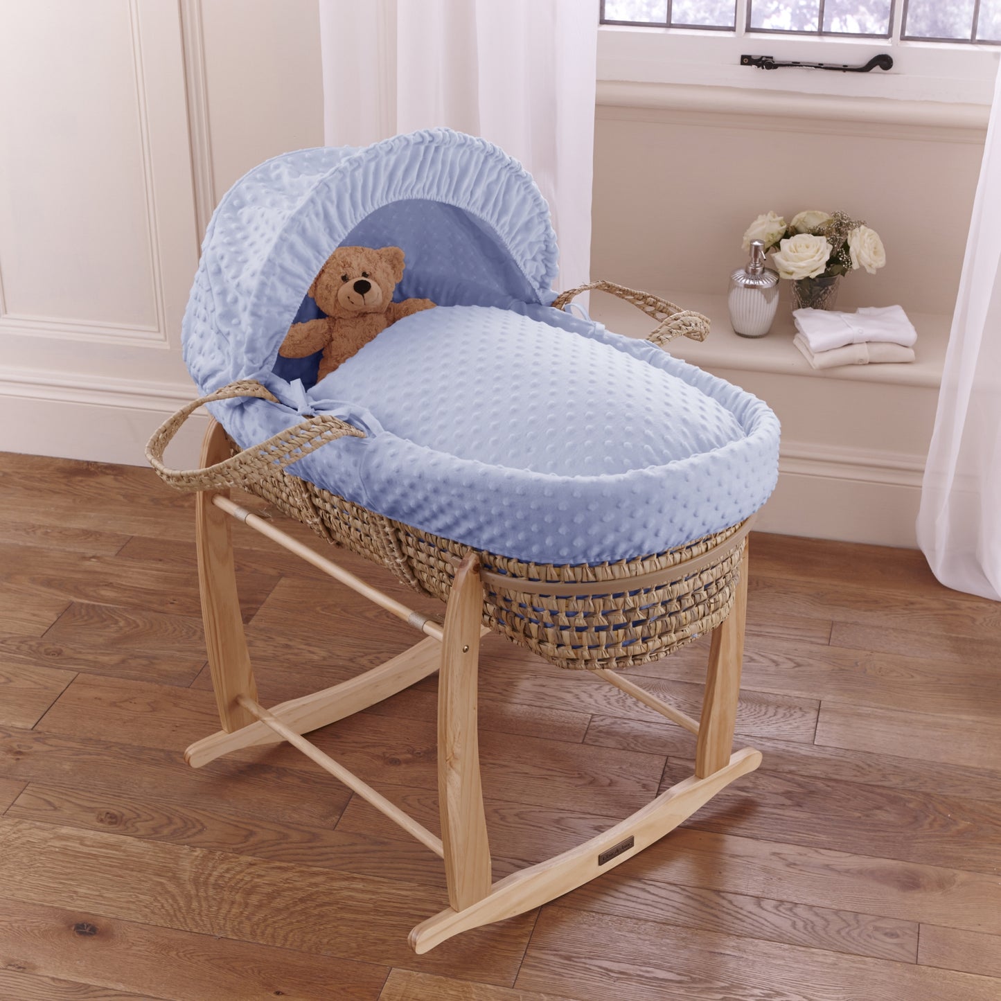 Clair de Lune Blue Dimple Palm Moses Basket