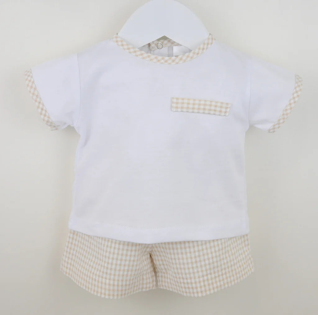 Pex Gingham Shorts Suit Natural