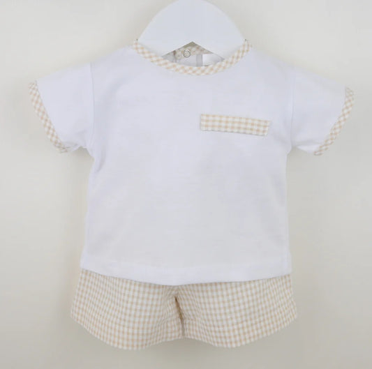 Pex Gingham Shorts Suit Natural