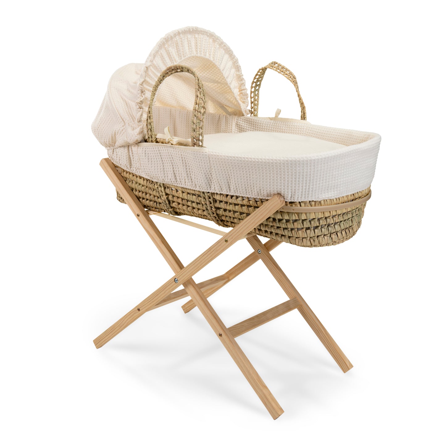 Clair de Lune Cream Waffle Palm Moses Basket
