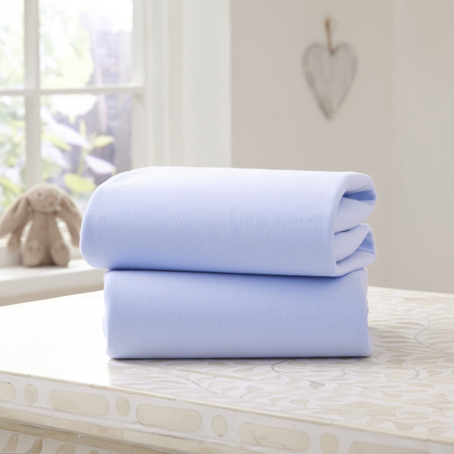 Clair de Lune Blue 2 Pack Moses Basket Sheets - 74 x 30 cm