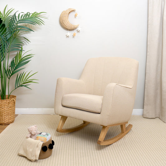 Clair de Lune Natural Bouclé Rocking Chair & Footstool