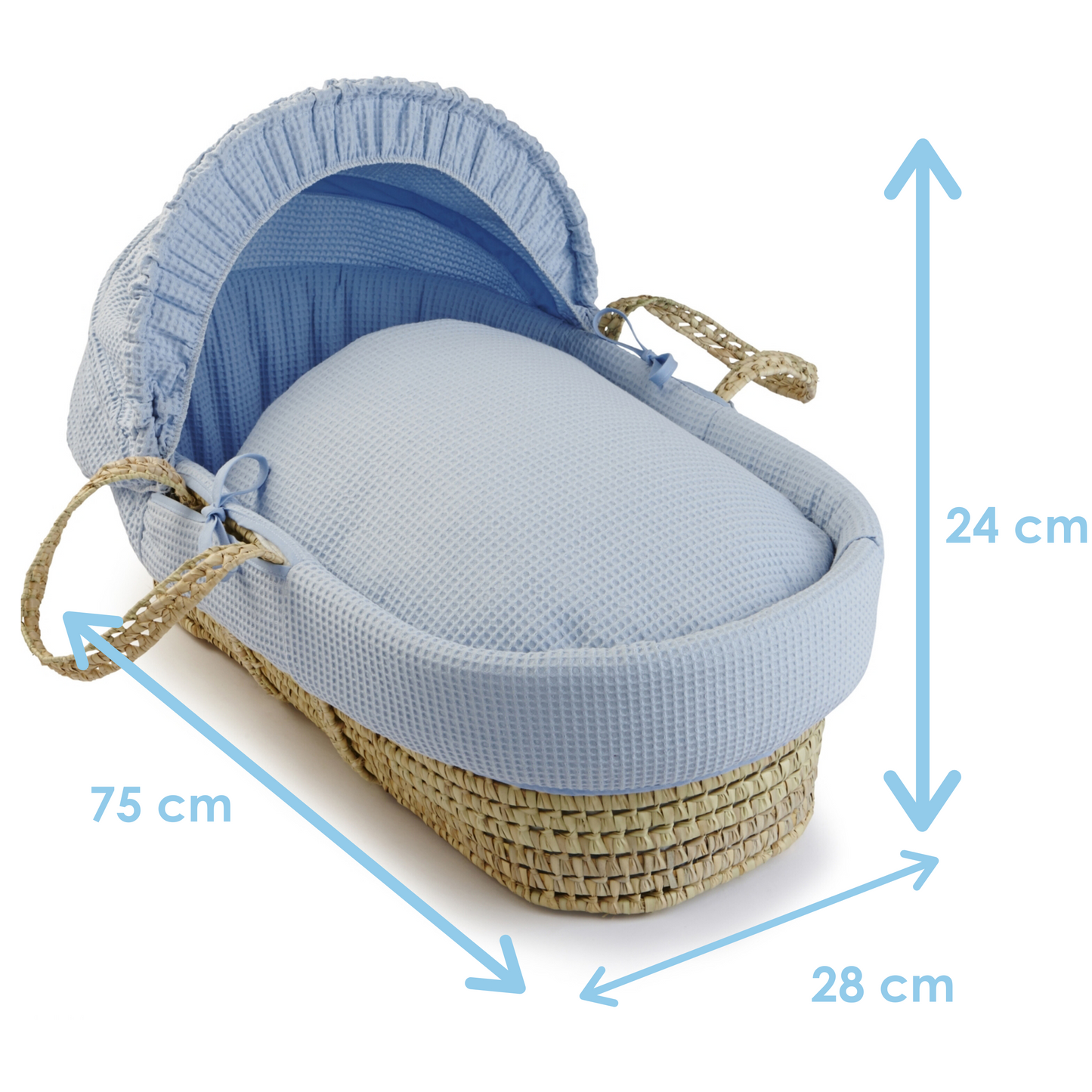 Clair de Lune Blue Waffle Palm Moses Basket