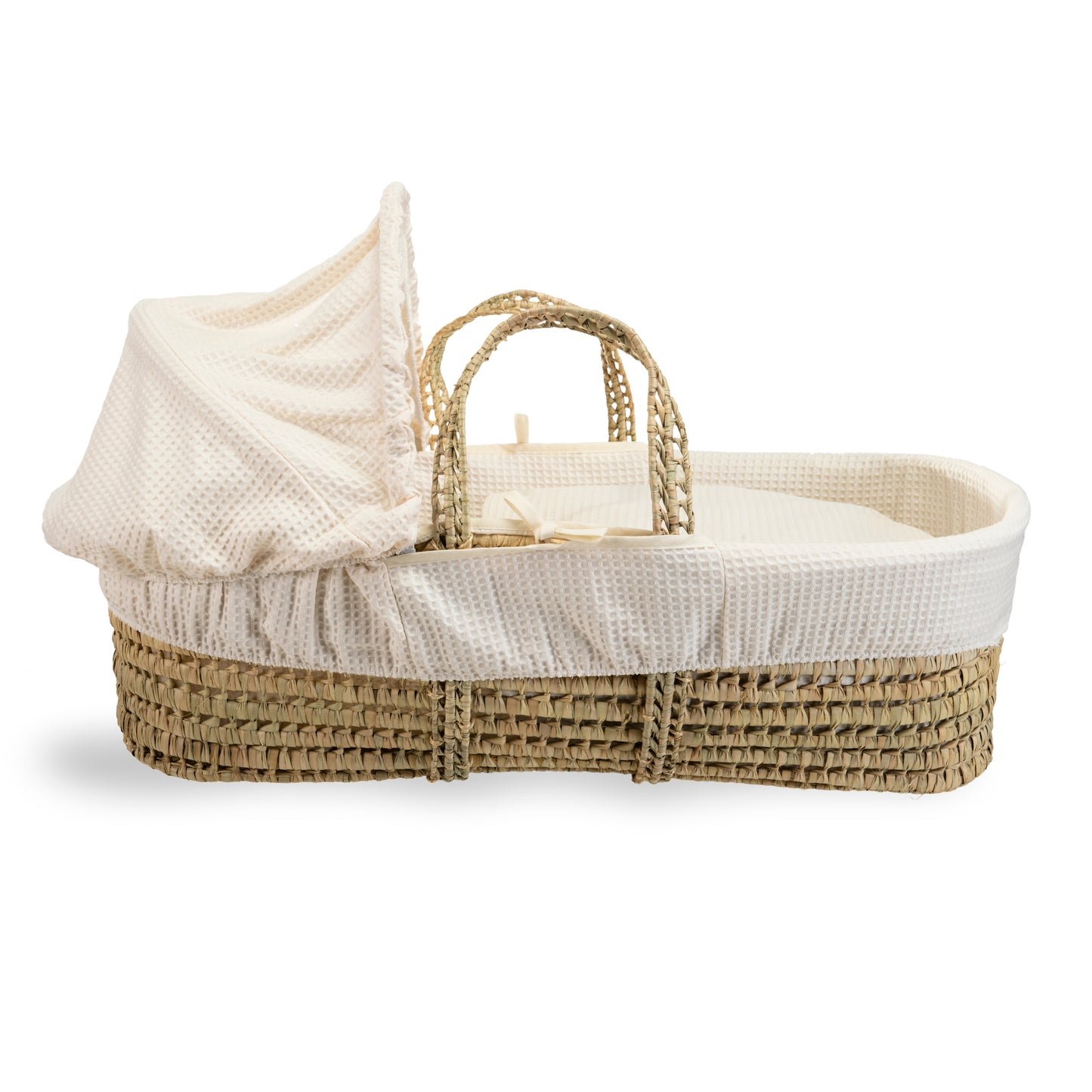 Clair de Lune Cream Waffle Palm Moses Basket