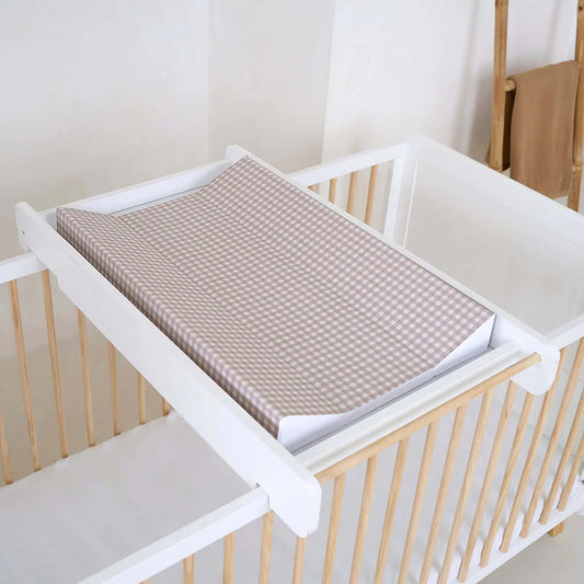 Gingham Anti-Roll Wedge Baby Changing Mat Clair de Lune