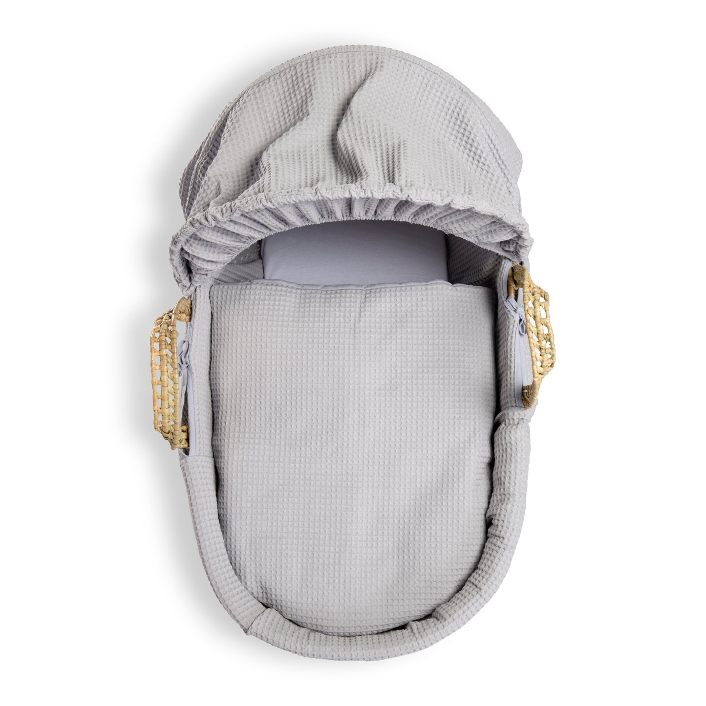 Clair de Lune Grey Waffle Palm Moses Basket