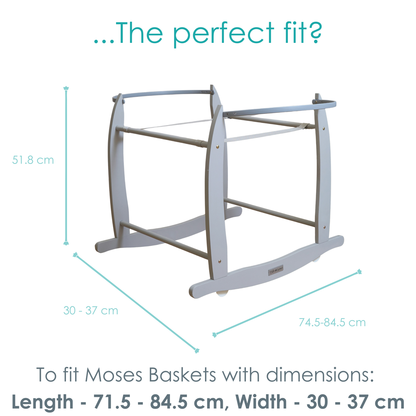 Clair de Lune Grey Deluxe Wooden Moses Basket Rocking Stand