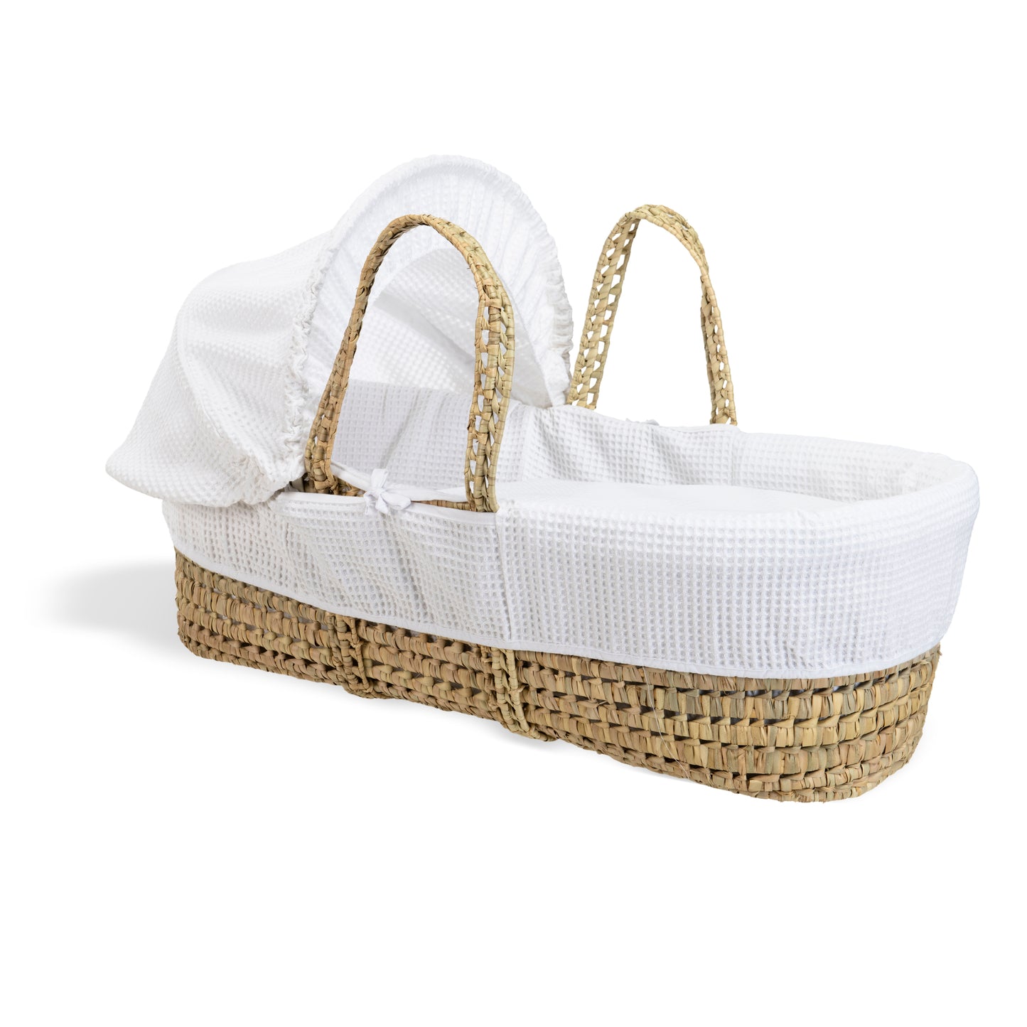 Clair de Lune White Waffle Palm Moses Basket